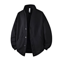 Men's Textured Knit Cardigan Jacket with Full Button Placket and Patch Pockets