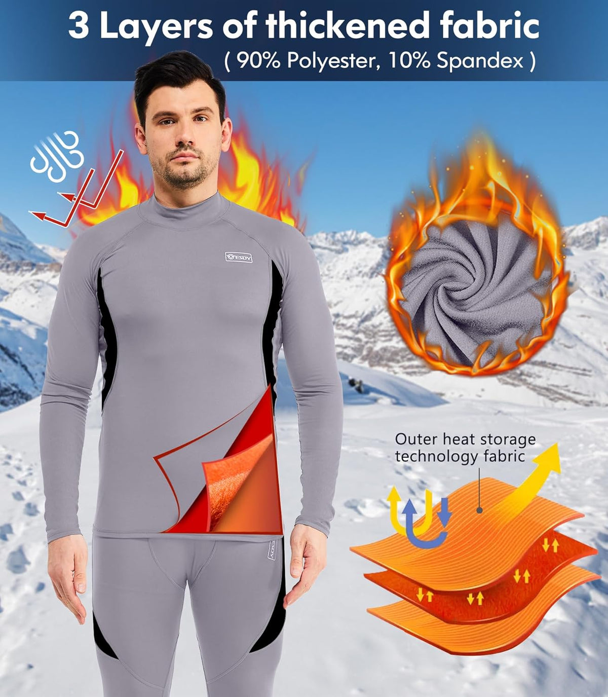 Ensemble de sous-vêtements thermiques pour homme