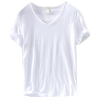 Chemise homme en lin et coton col en V
