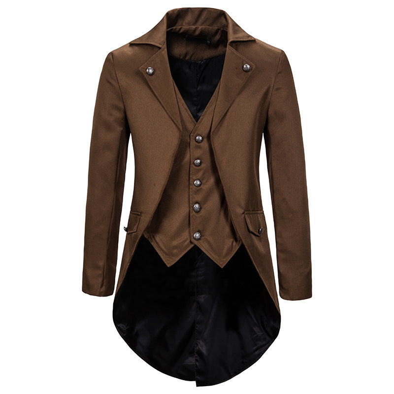 Queue-de-pie victorienne pour homme avec gilet intégré et pans en queue d'hirondelle