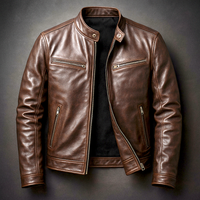 Veste vintage pour homme en cuir PU – veste classique rétro de motard
