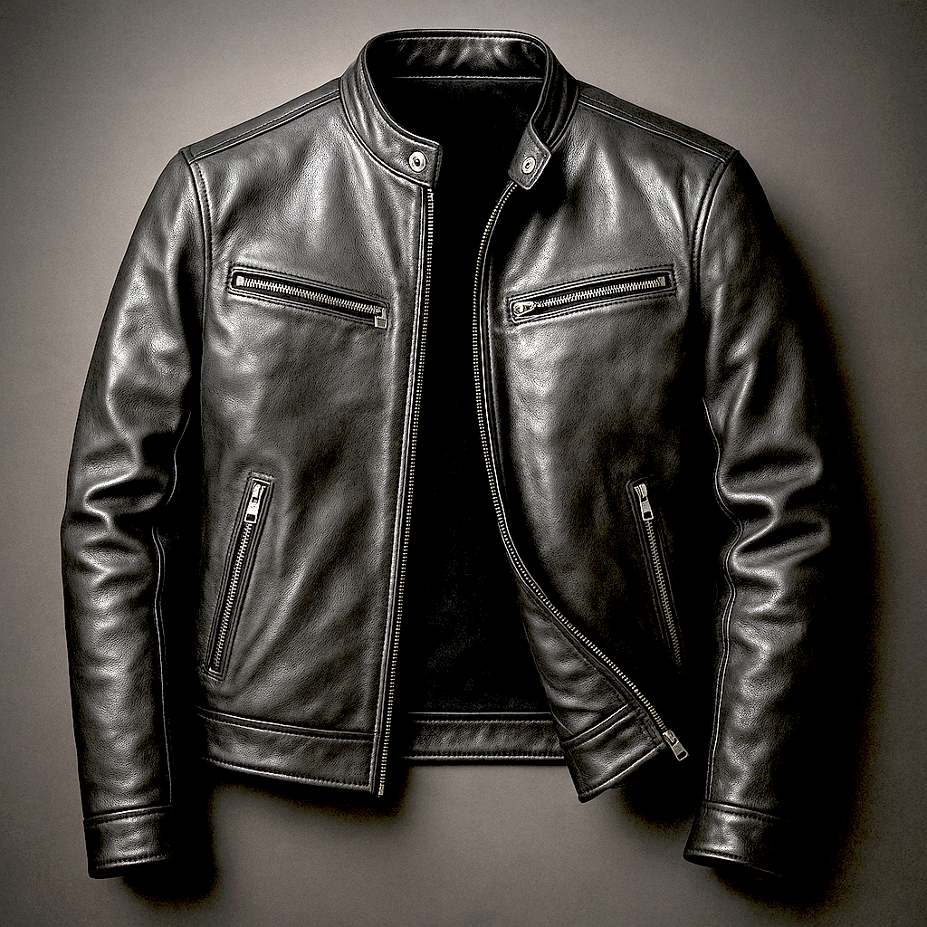 Veste vintage pour homme en cuir PU – veste classique rétro de motard