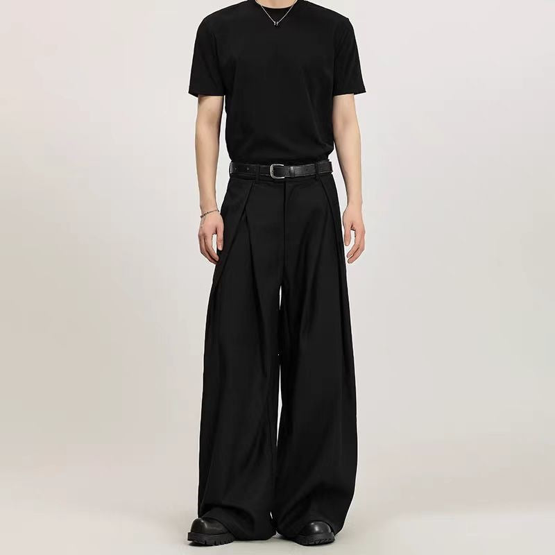 Pantalon sarouel pour homme à jambes larges avec poches