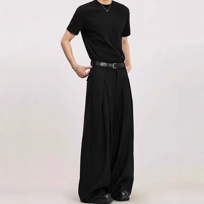 Pantalon sarouel pour homme à jambes larges avec poches