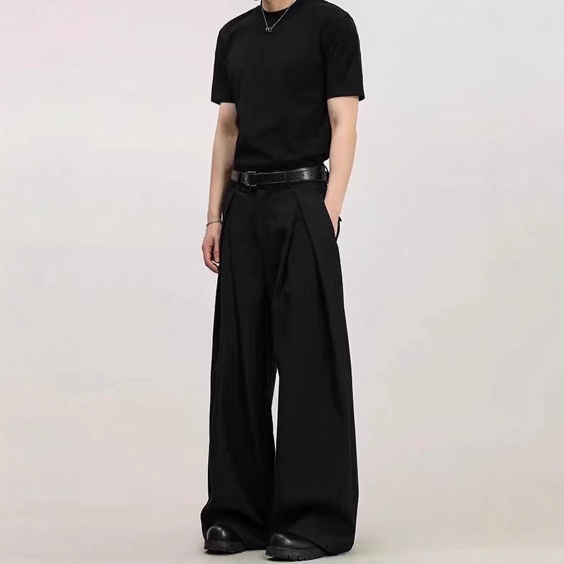 Pantalon sarouel pour homme à jambes larges avec poches