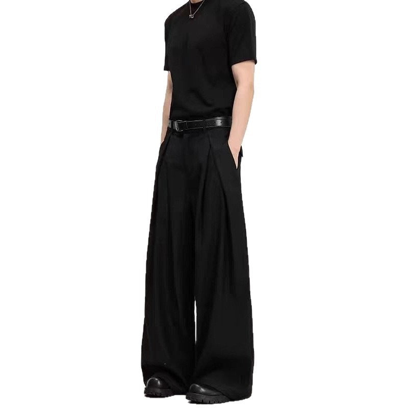Pantalon sarouel pour homme à jambes larges avec poches