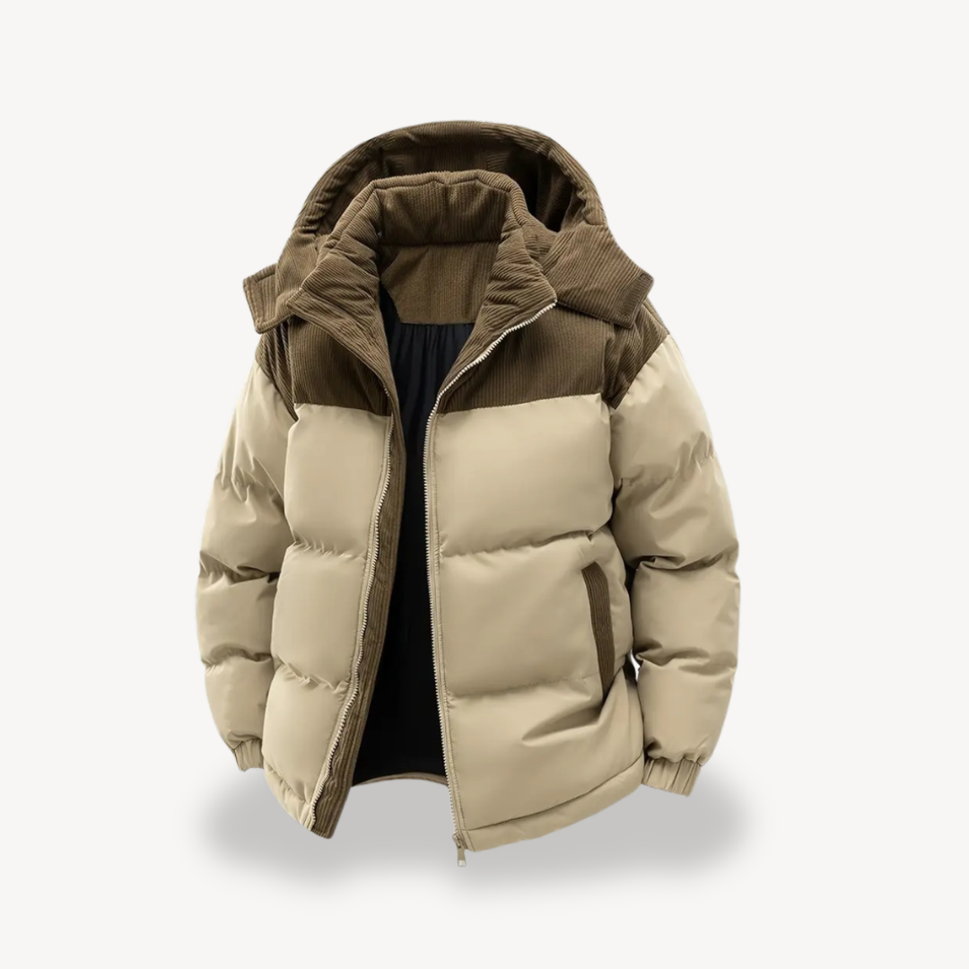 Men's Winter Jacket with Drawstring Hood - Modern and Functional