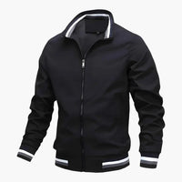 Blouson bomber pour homme à fermeture éclair et ourlet rayé