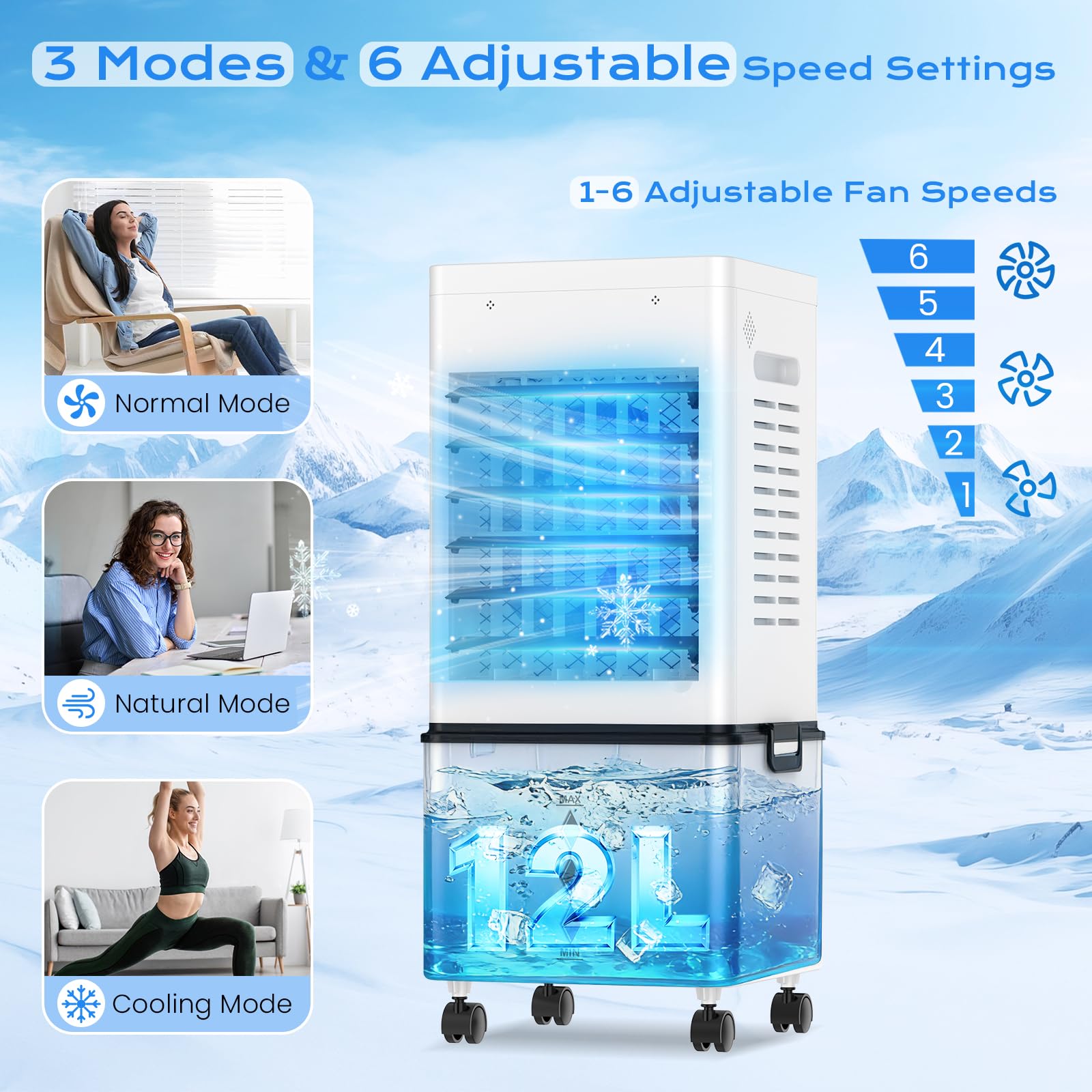 Mobile Evaporative Cooler with 12L Tank & Remote