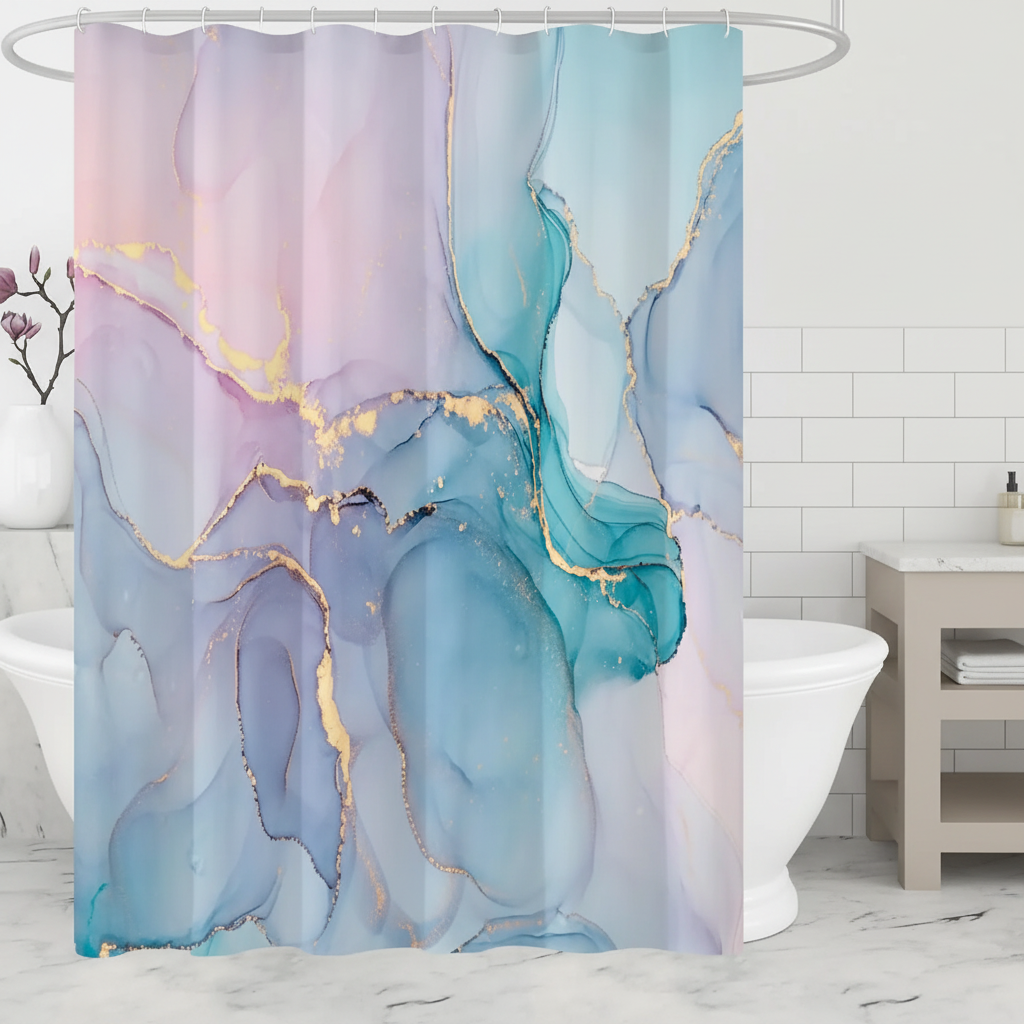 Modern Marbled Shower Curtain