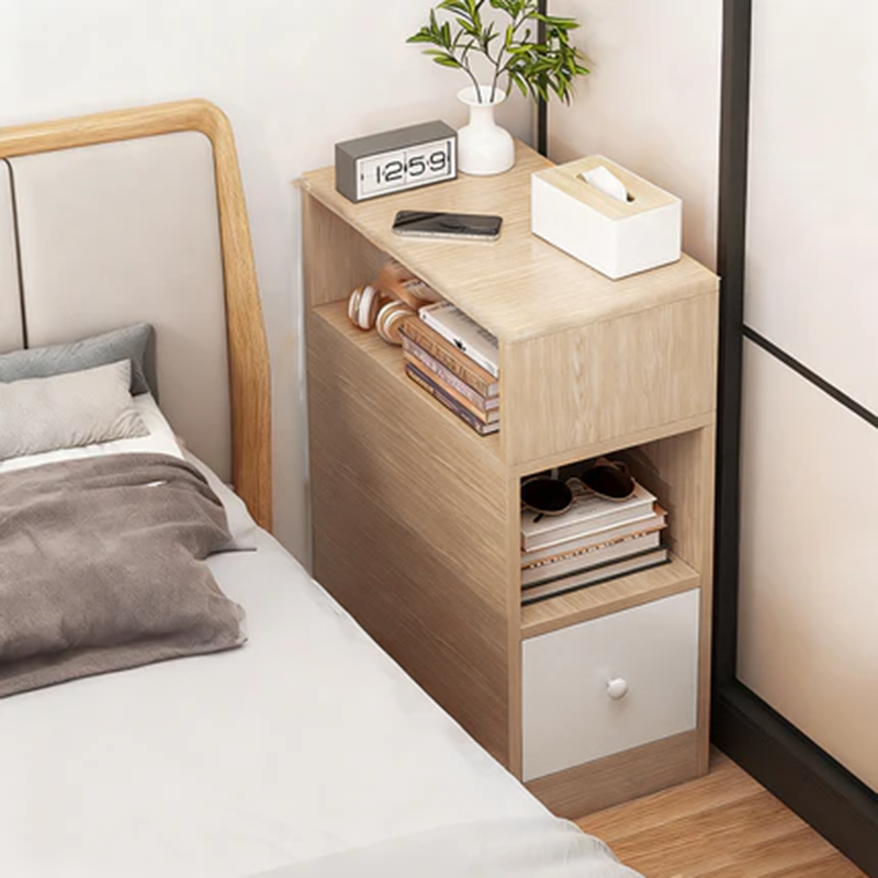 Table de chevet rectangulaire moderne et minimaliste en MDF, à 1 tiroir, pour chambre