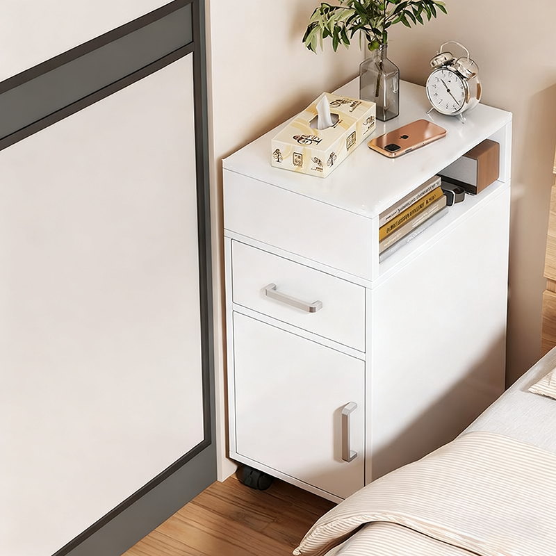 Table de chevet rectangulaire moderne et minimaliste en MDF, à 1 tiroir, pour chambre