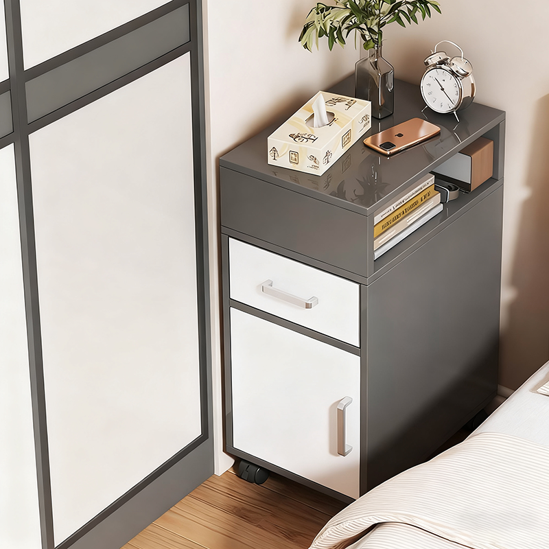 Table de chevet rectangulaire moderne et minimaliste en MDF, à 1 tiroir, pour chambre