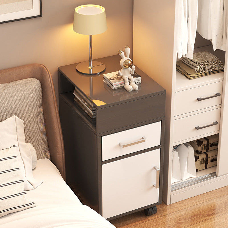 Table de chevet rectangulaire moderne et minimaliste en MDF, à 1 tiroir, pour chambre