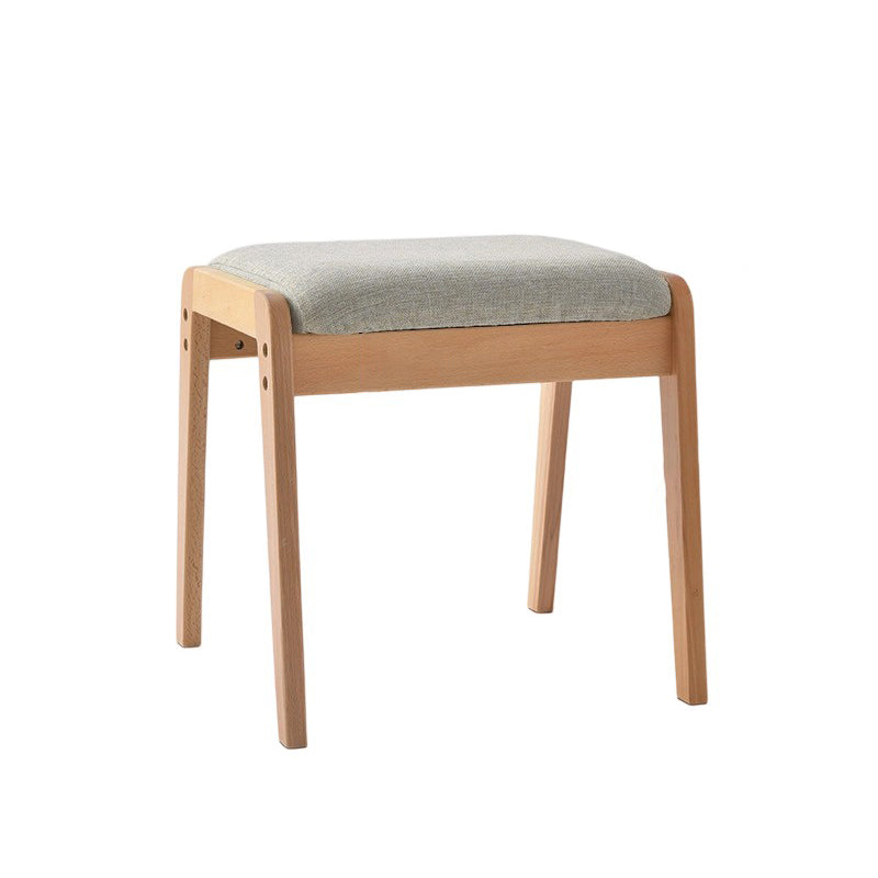 Modern Minimalist Rectangular Solid Wood Linen Vanity Stool for Bedroom