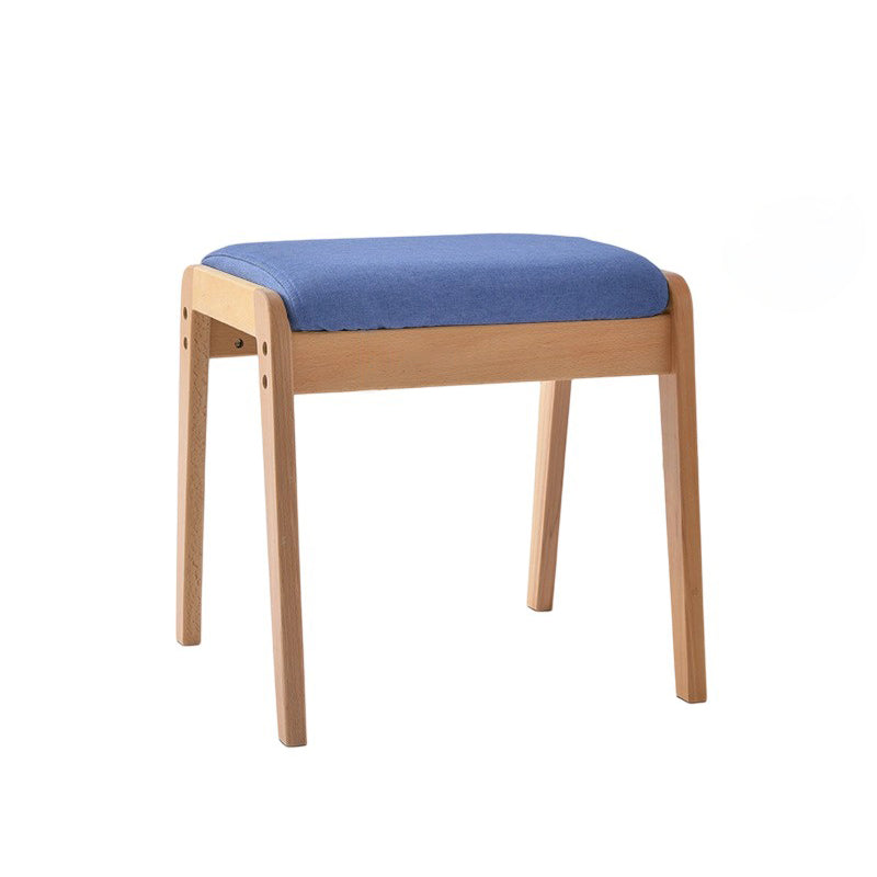 Modern Minimalist Rectangular Solid Wood Linen Vanity Stool for Bedroom