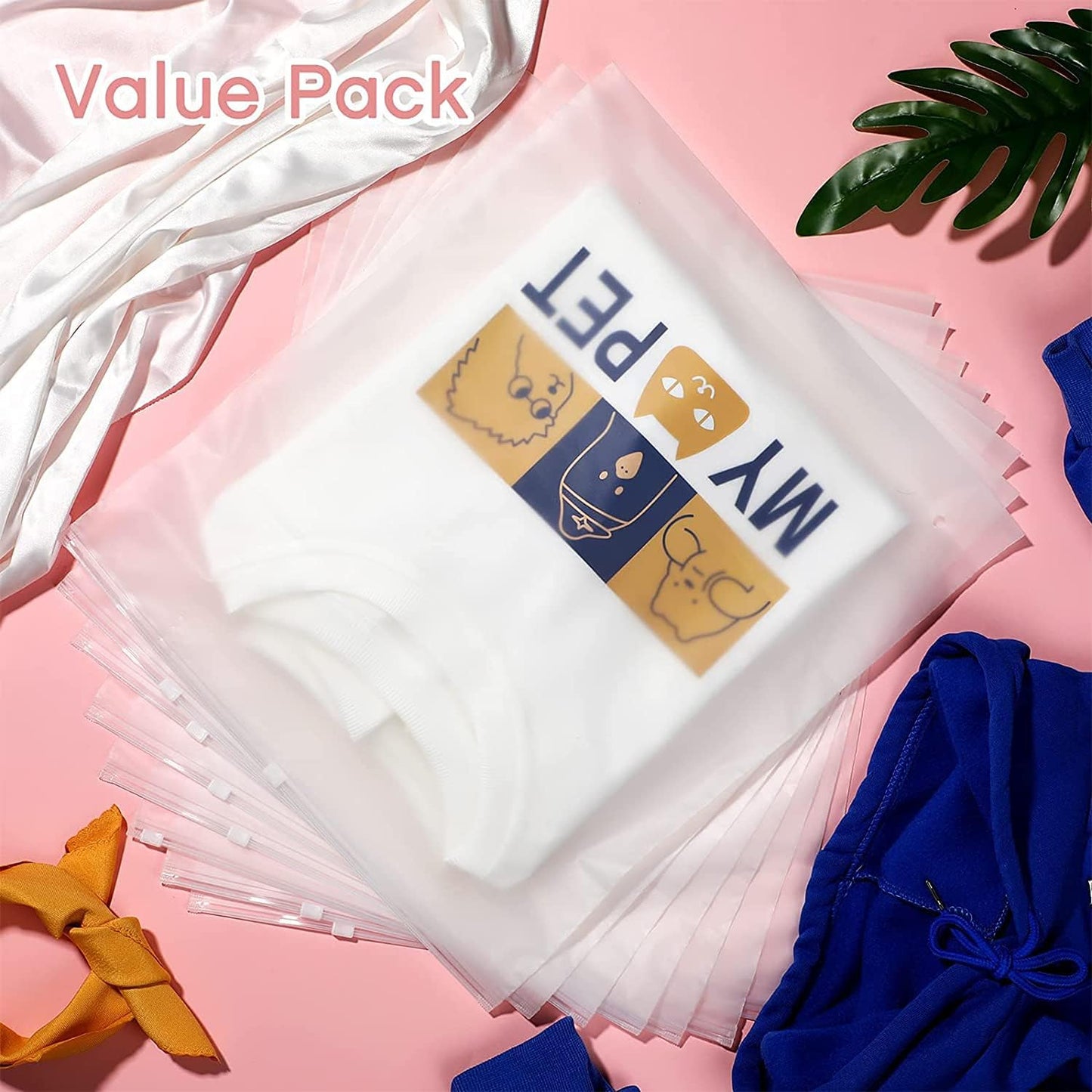 Multi-Purpose Frosted Zip Storage Bags – 20-Pack Plastic Garment Sleeves (Buy 2 Sets, Take 1 FREE)