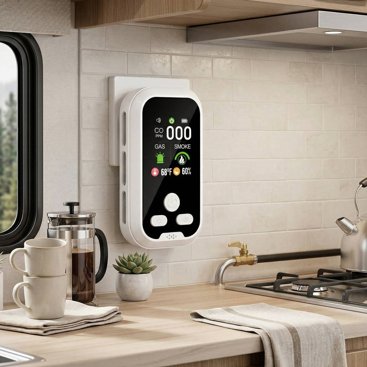 Multifunction Gas and Smoke Monitor with LCD Display and Temperature & Humidity Readings