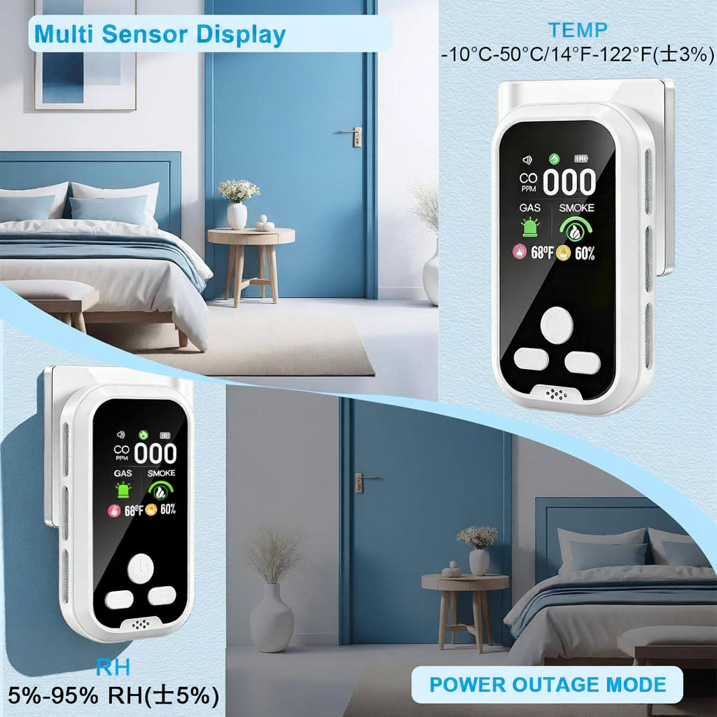 Multifunction Gas and Smoke Monitor with LCD Display and Temperature & Humidity Readings