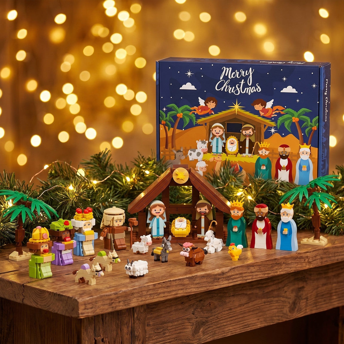 Nativity Building Block Advent Calendar, 1495 Pieces in 24 Numbered Boxes