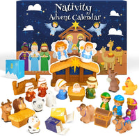 Nativity Scene Advent Calendar 25-Piece Festive Decoration Set