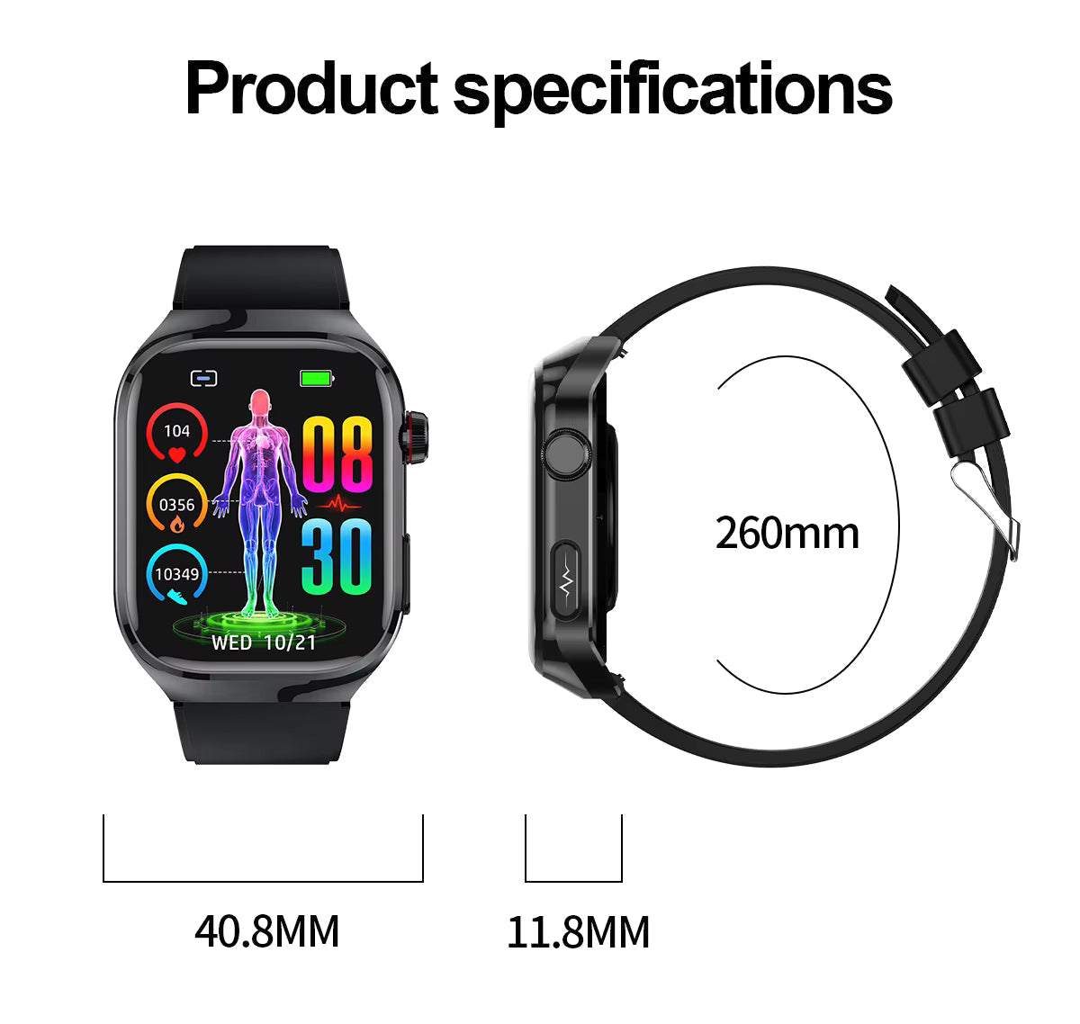 NexaPulse Watch Blood Sugar, ECG, Uric Acid, Bluetooth