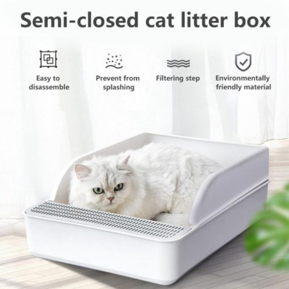No-Mess Cat Litter Tray with High Walls and Scoop
