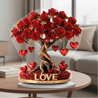NOBLEHEART GEM – Elegante árbol de rosas de cristal en forma de corazón con base dorada
