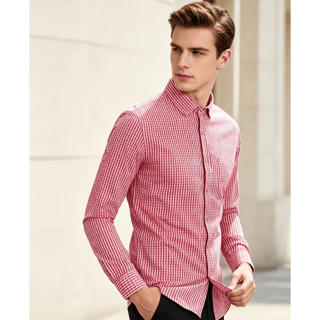 Oktoberfest Plaid Long-Sleeve Button-Up Shirt
