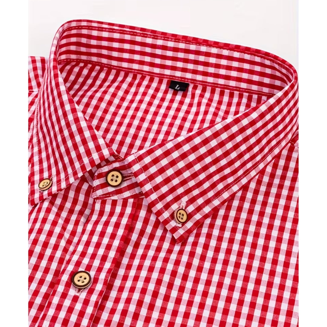 Oktoberfest Plaid Long-Sleeve Button-Up Shirt