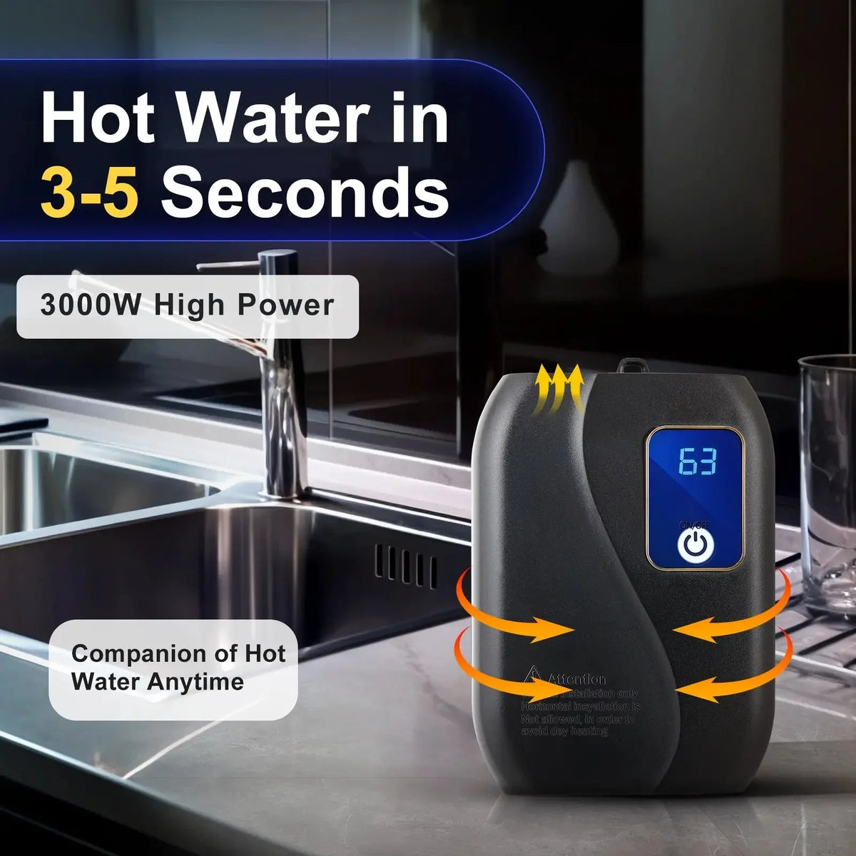 Chauffe-eau électrique instantané à la demande avec chauffage à débit continu