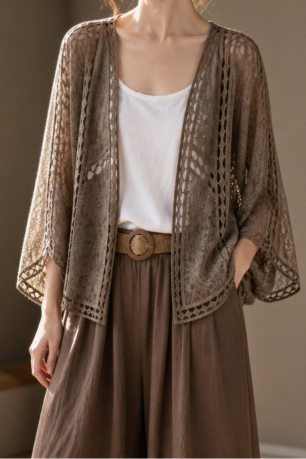 Openwork Lace Oversized Cardigan