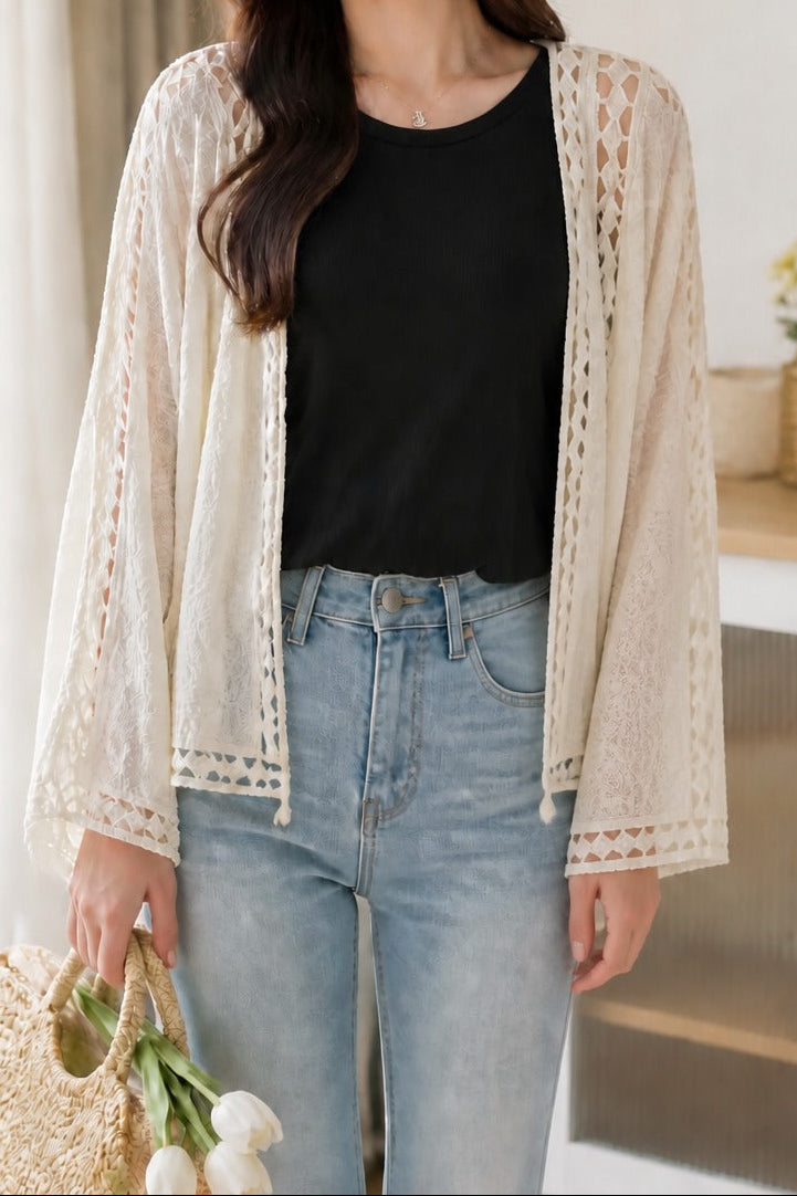 Openwork Lace Oversized Cardigan