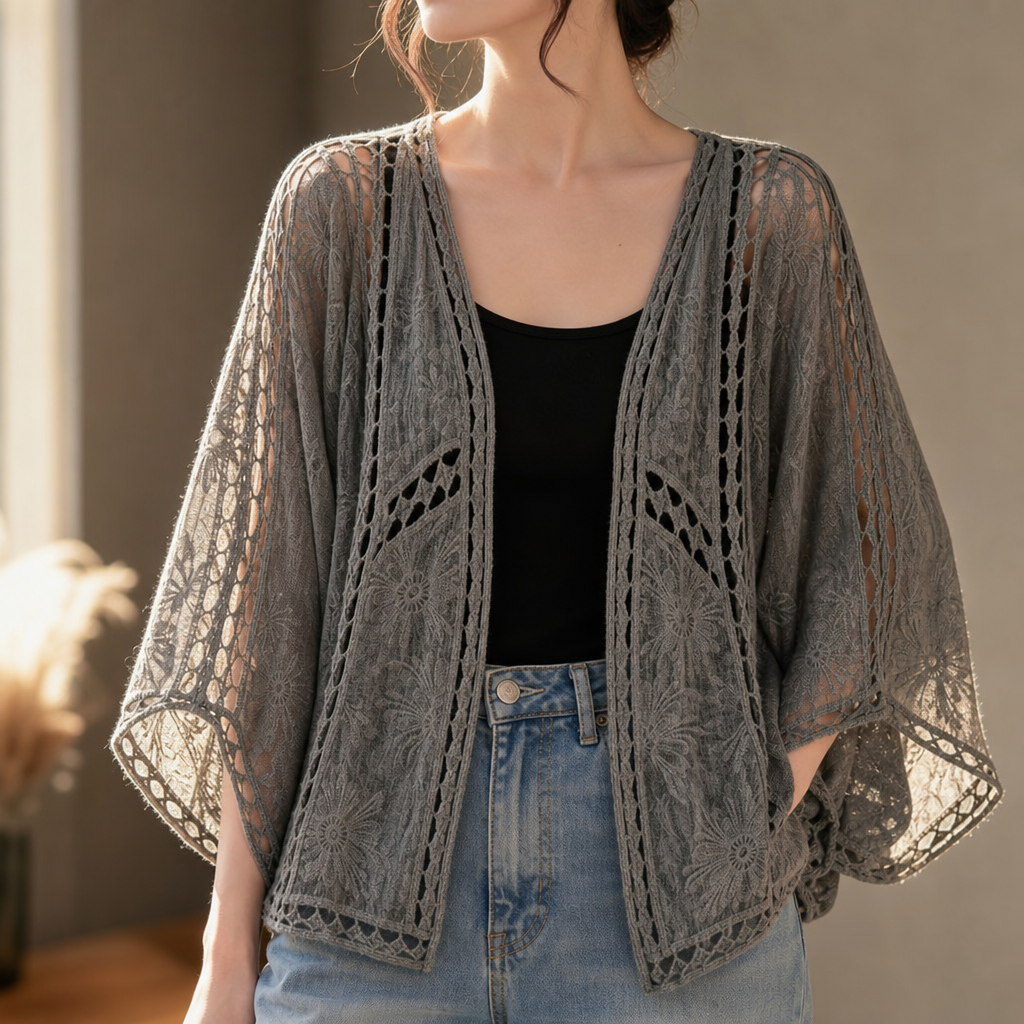 Openwork Lace Oversized Cardigan