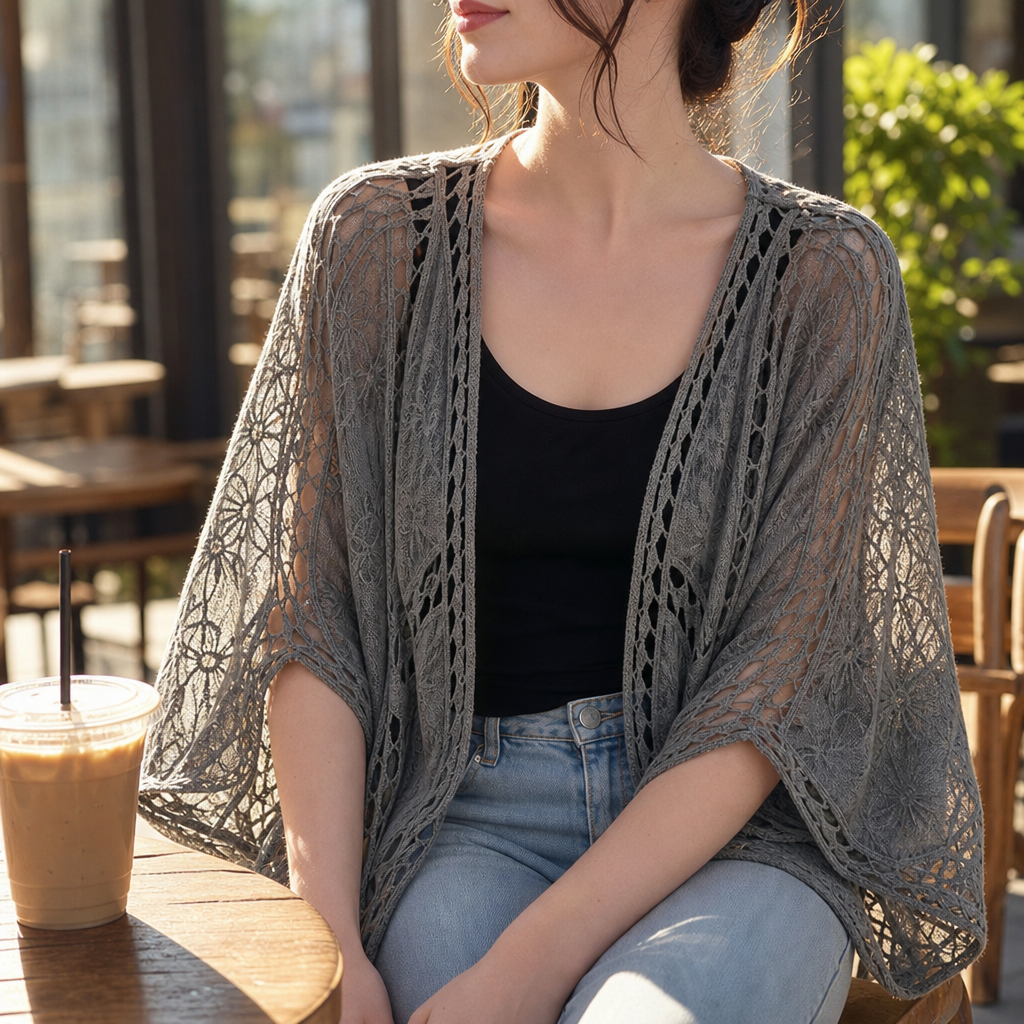 Openwork Lace Oversized Cardigan