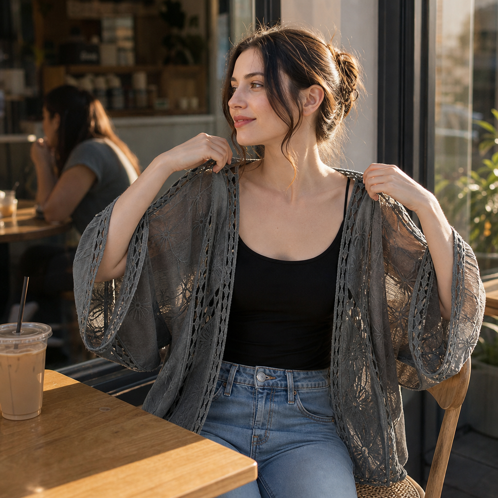 Openwork Lace Oversized Cardigan