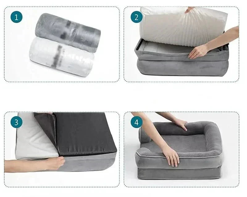 Panier orthopédique pour chien soulageant les articulations, avec housse en velours amovible
