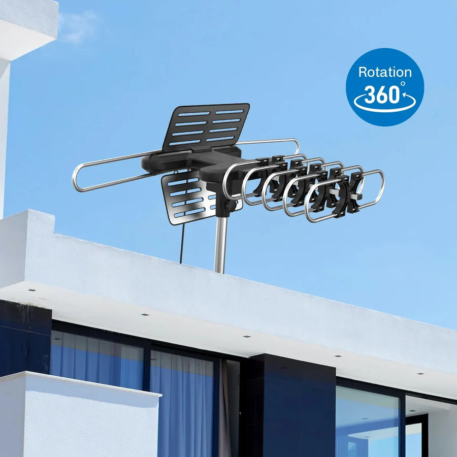 Antenne TV HD extérieure avec moteur à 360 degrés