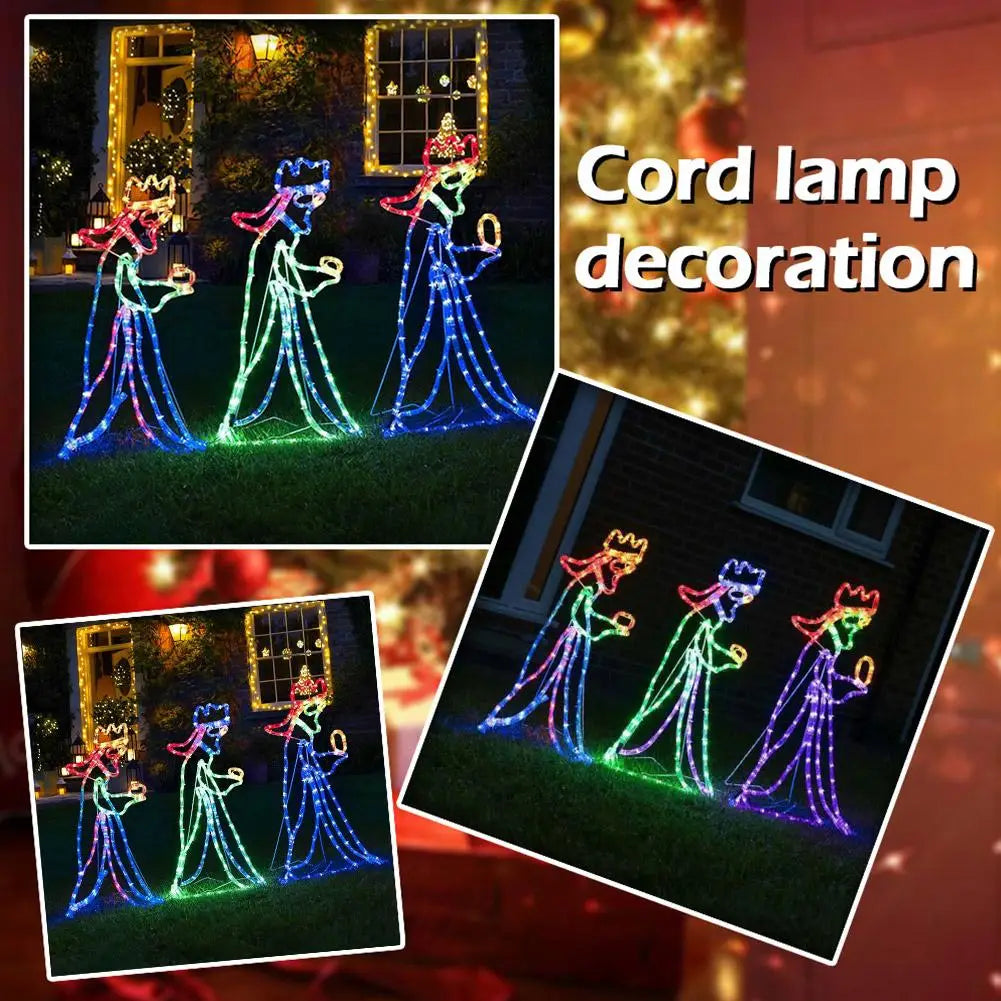 Silhouette lumineuse d’extérieur représentant les trois Rois mages