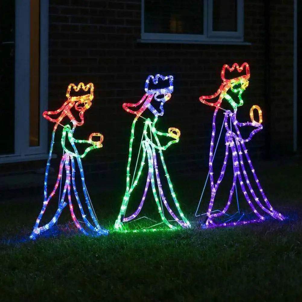Silhouette lumineuse d’extérieur représentant les trois Rois mages