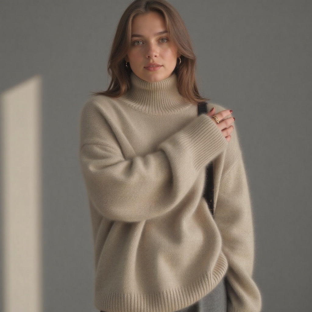Oversized Cashmere Turtleneck Sweater – Soft, Warm & Elegant