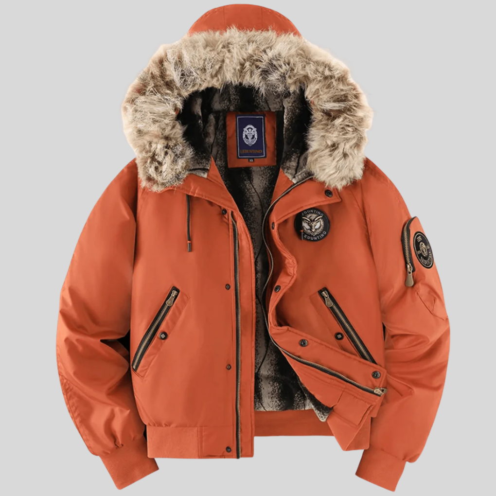 Padded Faux Fur Hooded Bomber Jacket