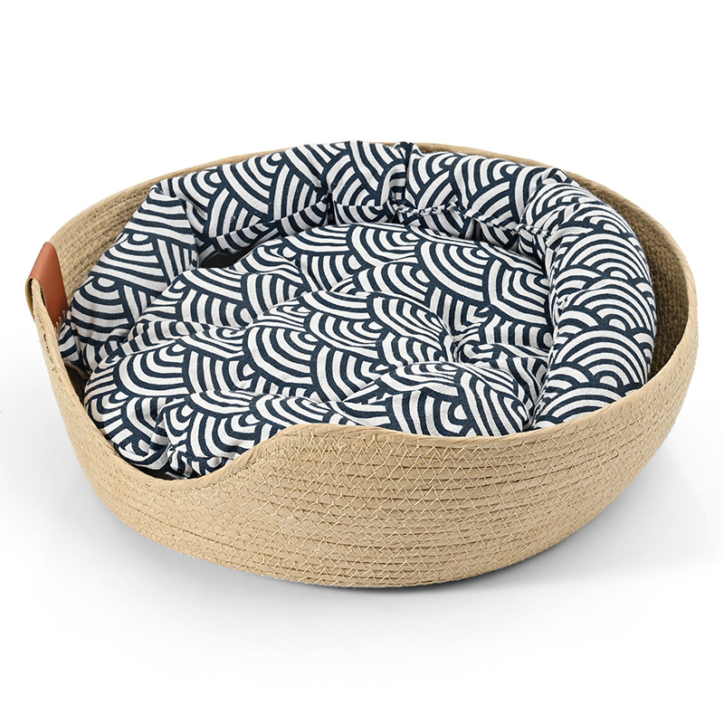 Panier pour chat en corde de papier avec housse lavable