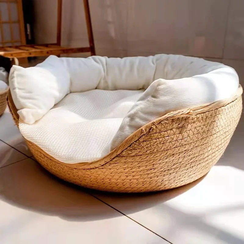 Panier pour chat en corde de papier avec housse lavable