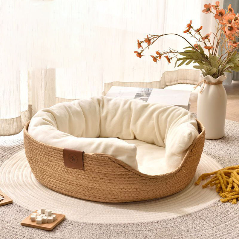 Panier pour chat en corde de papier avec housse lavable