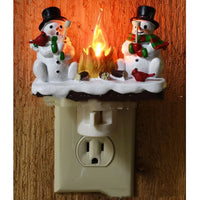 Plug-In Snowman Campfire Christmas Night Light