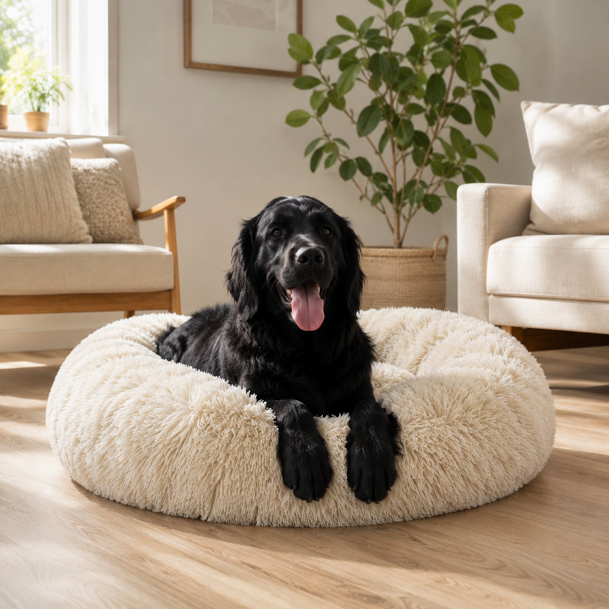 Panier apaisant moelleux pour chien - lavable en machine, design douillet
