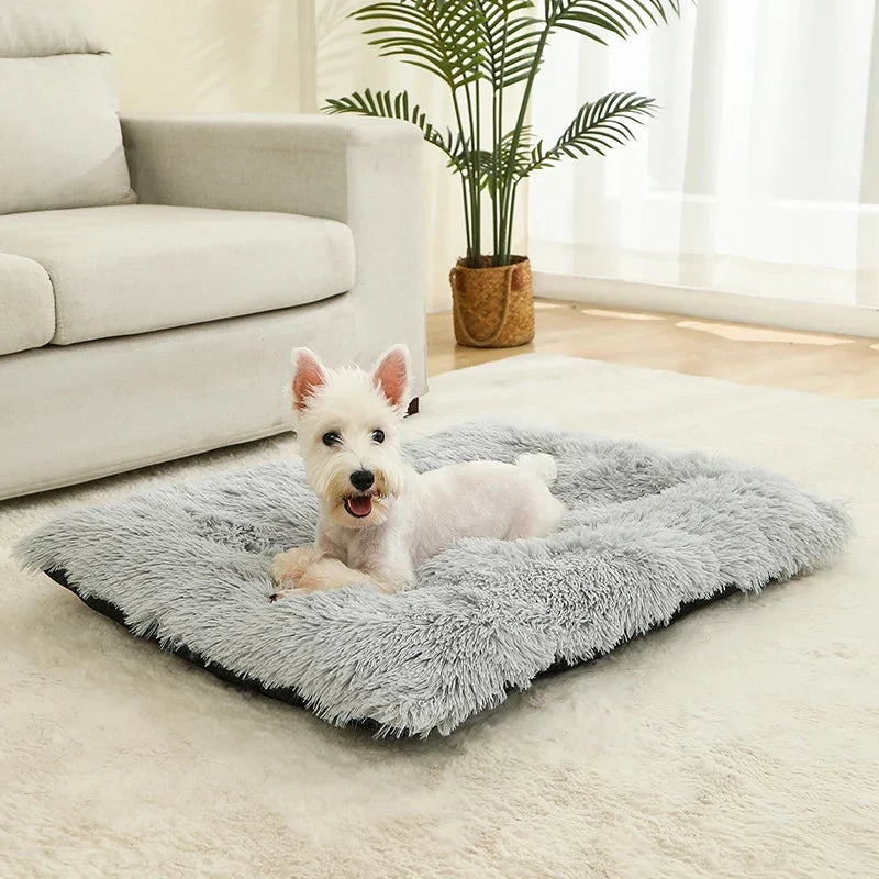 Plush Dog Bed with Non-Slip Bottom and Foldable Design