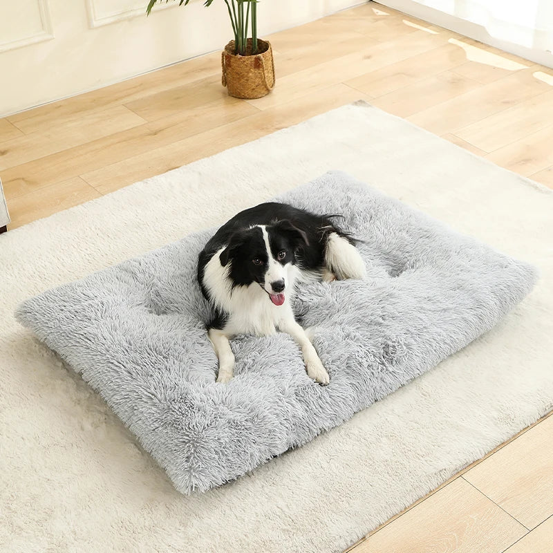 Plush Dog Bed with Non-Slip Bottom and Foldable Design