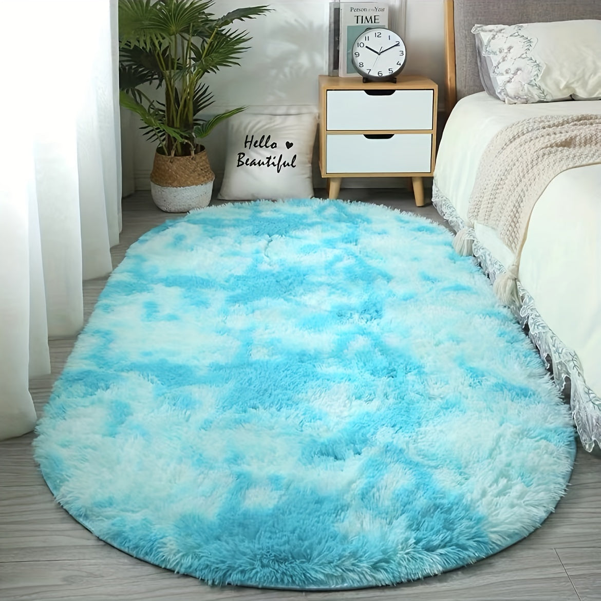 Plush Oval Rug – Soft and Stylish Carpet for Bedroom and Living Room Decor